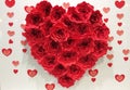 Big Red Heart made by Paper Red Roses Royalty Free Stock Photo