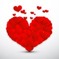 Big Red Heart Made from Small Flying Vector Hearts Royalty Free Stock Photo