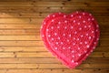 Big red heart on the natural wooden background . Copy space Royalty Free Stock Photo