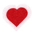 Big red heart shape made of small dots on white background. Royalty Free Stock Photo