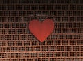 Big red heart on a stacked wall bricks Royalty Free Stock Photo