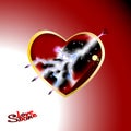 A Big Red Heart. Vector. Illustration of love and hearts with thunder. A lightning strike for Valentine s Day. Royalty Free Stock Photo