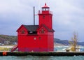 Big Red Lighthouse at Holland State Park Holland Michigan Royalty Free Stock Photo