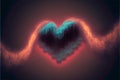 Big red love hearts with light wave, motion holidays, romantic and Valentines style background. Generative ai illustration