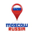 Big Red Map Marker. Location Pin. Soccer World Cup 2018. Welcome to Moscow, Russia. Vector Illustration