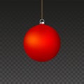 Big Red Matt Christmas Tree Ball. Merry Christmas and Happy New Year Symbol. Vector Illustration