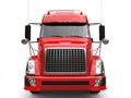 Big red modern semi - trailer truck - front view Royalty Free Stock Photo