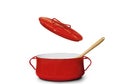 Big red pot for soup Royalty Free Stock Photo
