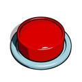 Big red push button in comic cartoon style. Vector illustration isolated on white Royalty Free Stock Photo