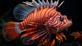 Big red Rare striped fish species in ocean, marine inhabitants among the corals, Exotic Aquarium Royalty Free Stock Photo