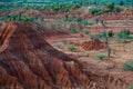 Big red sand stone hill in dry hot tatacoa desert Royalty Free Stock Photo