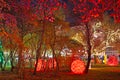 Big red shiny ball Christmas decorations in the park Rathaus Vienna