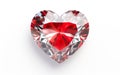 Big red shiny diamond heart isolated on white background, Y2K and 90s style. Royalty Free Stock Photo