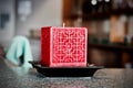 Big red square candle