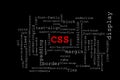 Big red title CSS in the middle with many different CSS properties Royalty Free Stock Photo