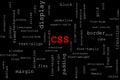 Big red title CSS in the middle with many different CSS properties Royalty Free Stock Photo
