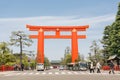 Big red torii in Heian Jingu Shrine Royalty Free Stock Photo