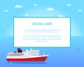 Big Red and White Cruise Liner, Colorful Banner