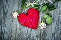 Big Red Wicker Heart With Roses Royalty Free Stock Photo