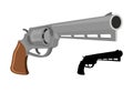 Big Revolver gun, silhouette firearms. Large handgun. Weapon magnum isolated Royalty Free Stock Photo
