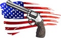 Big Revolver with USA flag. Vector Illustration isolated on white background. Royalty Free Stock Photo