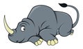 Big Rhino Enjoy Lying Color Illustration