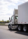 Big rig semi truck with day cab for local delivery transporting Royalty Free Stock Photo