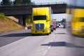 Big Rig Semi Truck on high way and truck reflaction Royalty Free Stock Photo