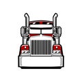 Big rig semi truck 18 wheeler front view vector illustration in color