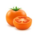 Big Ripe Orange Cut Tomato Close up on Background Royalty Free Stock Photo