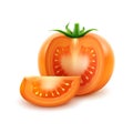 Big Ripe Orange Fresh Cut Tomato Close up on Background Royalty Free Stock Photo