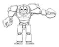Big Robot Pointing at Something. Technology and Marketing. Hand Drawing and Illustration