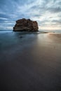 Big rock beach sunset long exposure Royalty Free Stock Photo