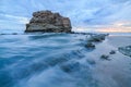 Big rock beach sunset long exposure Royalty Free Stock Photo