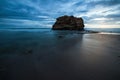 Big rock beach sunset long exposure Royalty Free Stock Photo