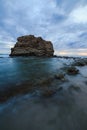 Big rock beach sunset long exposure Royalty Free Stock Photo