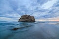 Big rock beach sunset long exposure Royalty Free Stock Photo