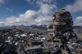 Big rock cairn in rondane national park in norway