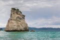 Big rock on Cathedral Cove beach, Coromandel Peninsula Royalty Free Stock Photo