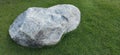 big rock on green grass lawn Royalty Free Stock Photo