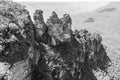 Big rock Three Sisters in the Australian Blue Mountains, located at Echo Point Katoomba, New South Wales, Australia Royalty Free Stock Photo