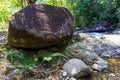 Big rock at Tonpariwat Waterfall natural tourism place in Phang nga