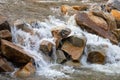 Big Rock Weir, the water overflowing like a waterfall, rural highway