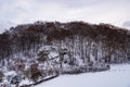 Big rock in winter forest, Brilon