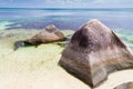 Big rocks on the beach on the Seychelles Royalty Free Stock Photo