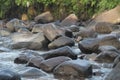 Big rocks in a flowing river Royalty Free Stock Photo