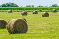 Big round hay bails with corn