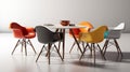 Vibrant Mid-century Design: Colorful Chairs With Photorealistic Detail Royalty Free Stock Photo