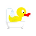 Big rubber duck in bath. Vector illustration Royalty Free Stock Photo