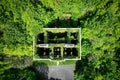 Big ruin house covered ivy and surrounded by a forest , Moore Hall is located in county Mayo Ireland Royalty Free Stock Photo